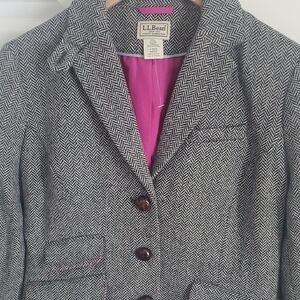 L.L.Bean Herringbone Blazer Size 4 NWOT